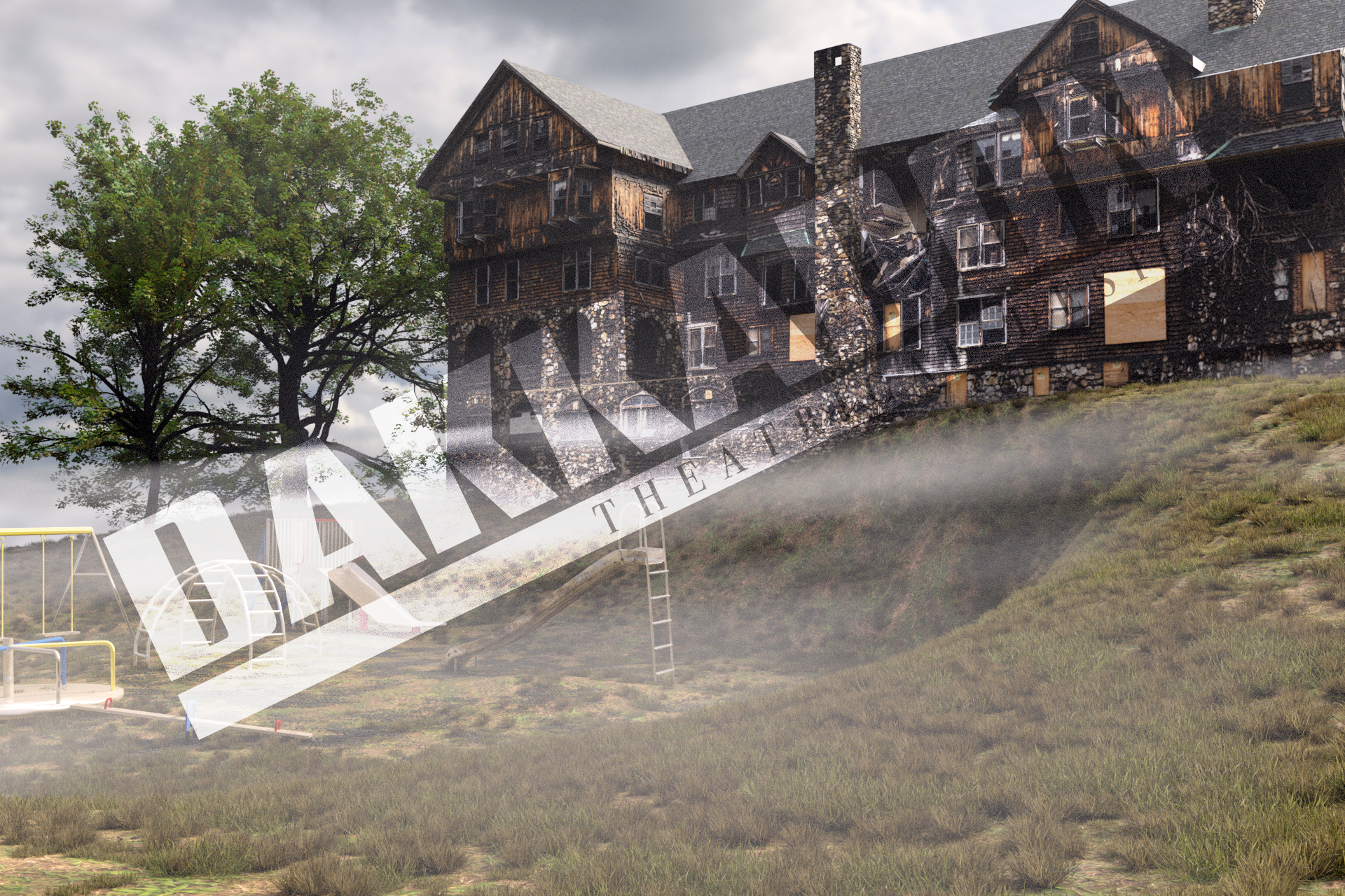 Run Down School with Playground Projection